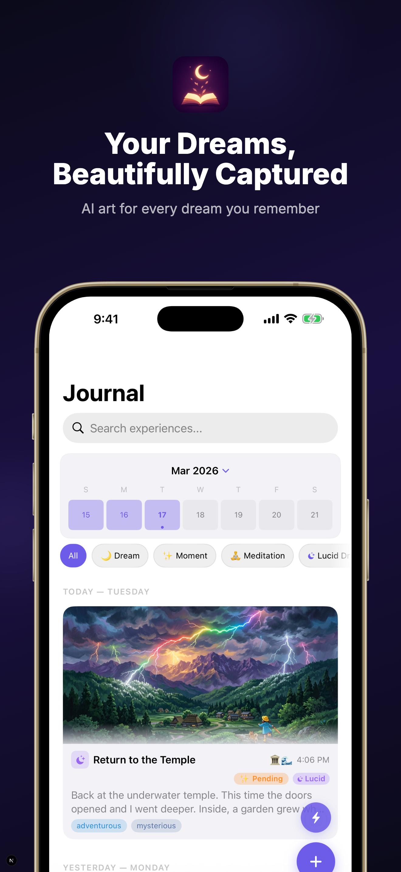 Dream journal with AI art